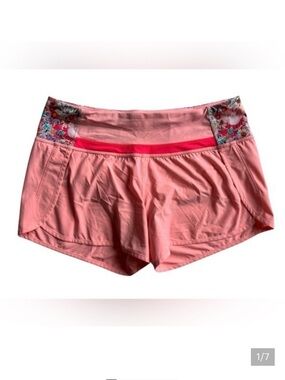 Rare Lululemon Floral Trim neon Pink run times Shorts